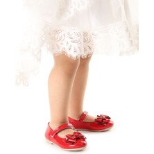 Kiko Kids Silvery Rugan Cırtlı Kum Sim Fiyonklu Kız Çocuk Babet Ayakkabı