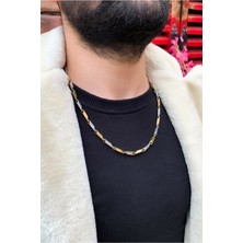 The Collection Erkek Sarı Gümüş Çelik Kolye ve Bileklik Seti