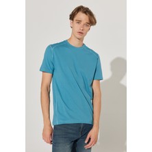 All Terrain GearAll Terrain Gear Regular Fit Bisiklet Yaka Esnek Petrol Mavisi Tişört