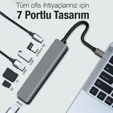 Coofbe 7in1 Type-C Hub Type-C Dönüştürücü Çoğaltıcı Hub 30HZ 4K 1080P HDMI USB Çoğaltıcı Sd Kart Giriş