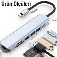 Coofbe 7in1 Type-C Hub Type-C Dönüştürücü Çoğaltıcı Hub 30HZ 4K 1080P HDMI USB Çoğaltıcı Sd Kart Giriş