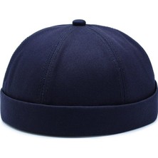 Tera Lacivert Renk Unisex Retro Docker Şapka