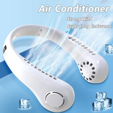 Happy World Shopping Şarj Edilebilir Giyilebilir Kafa Fanı Eller Serbest USB Mini Fan Seyahat Açık Spor Hayranları Taşınabilir Tembel Bladeless Asılı Boyun Fanı (Yurt Dışından)