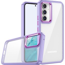 noktaks - Samsung Galaxy A34 - Kılıf Arkası Şeffaf Kamera Çevresi Parlak Zıt Renkli Flora Kapak - Lila