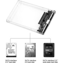 Wozlo 2.5 USB 3.0 Type C 3.1 Harici SSD HDD Kutusu - Harddisk Sata Kutu - Şeffaf