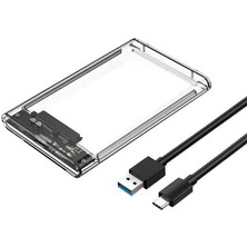 Wozlo 2.5 Sata HDD SSD USB 3.0 Type C 3.1 Harddisk Kutusu - Harici Hard Disk Kutu - Şeffaf