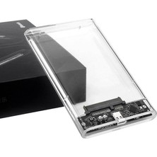 Wozlo 2.5 Sata HDD SSD USB 3.0 Type C 3.1 Harddisk Kutusu - Harici Hard Disk Kutu - Şeffaf