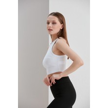 Thin Shop Gri Crop Bel Üstü Bayan Kaşkorse Bluz