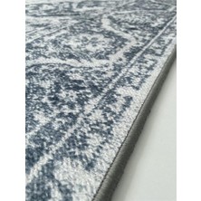 Carpettex Modern Şönil Dokuma Taban Klasik Desenli Gri Beyaz Halı