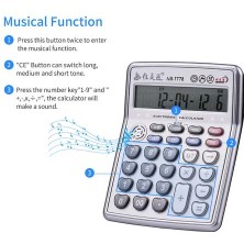 Haitn Müzikal Masaüstü Hesaplama 12 Haneli LCD Ekran Elektronik Hesap Makinesi Sayaç Büyük Düğmeler Zaman Tarihi Çalar Saat Fonksiyonu | Hesap Makineleri (Yurt Dışından)