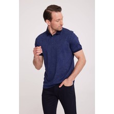 Ysf Erkek Lacivert Polo Yaka Desenli TShirt