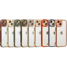 Teknomoda Apple iPhone 8 Kılıf Kamera Lens Korumalı Kenarları Renkli Gold Arkası Şeffaf Silikon