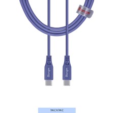 Atongm Type-C To Type-C Kablo 9A/60W Hızlı Şarj Kablosu Örgülü Kırılmaz Kablo-Mavi ( Akıllı Çip Teknolojili )