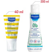 Mustela Tüm Aile İçin Spf 50+ Güneş Losyonu 40 ml + Mustela Yenidoğan Saç ve Vücut Şampuanı 200 ml