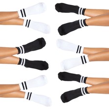 Hepsine Rakip 6lı Kadın Unisex Çizgili Kısa Çorap Pamuklu Tenis Ekonomik Spor