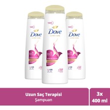 Dove Ultra Care Saç Bakım Şampuanı Uzun Saç Terapisi Uzun Yıpranmış Saçlar İçin 400 ml x3