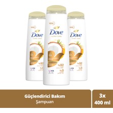 Dove Ultra Care Saç Bakım Şampuanı Güçlendirici Bakım Hindistan Cevizi Yağı 400 ml x3