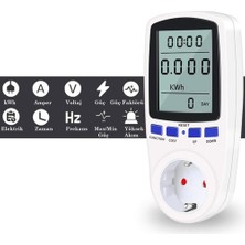 Hubstein Işıklı Wattmetre Priz Tipi 16A 3680W Enerji Sarfiyat Ölçer Tüketim Ölçer