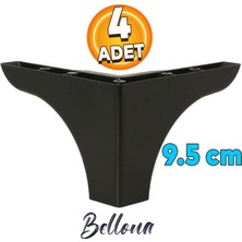 Badem10 Bellona Mobilya Kanepe Sehpa Çekyat Tv Ünitesi Koltuk Ayağı 9.5 Cm Siyah Baza Ayakları (4 Adet)