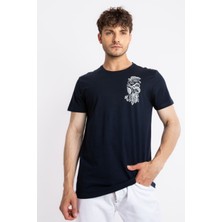 Adam Boxes Erkek/ Baskılı O-Yaka T-Shirt Bandos - Lacivert