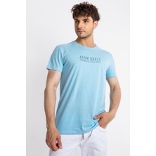 Adam Boxes Erkek/ Baskılı O-Yaka T-Shirt Girasol - Açık Mavi