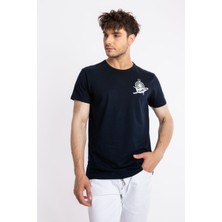 Adam Boxes Erkek/ Baskılı O-Yaka T-Shirt Marino - Lacivert