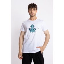Adam Boxes Erkek/ Baskılı O-Yaka T-Shirt Anillo - Beyaz