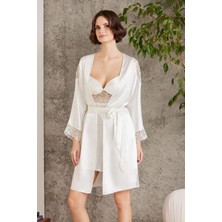 Pierre Cardin 6000 Kadın Dantelli Saten 6'lı Set-Ekru
