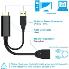 Blue Wings Hdmı'dan Displayport Dp Kablosu, HDMI Fiş 3840X2160 UHD 4K 60Hz Displayport Dp Soketi USB Soket Dönüştürücü 15 cm Dizüstü Bilgisayar Masaüstü Monitörler Için Kablo (15 Cm)