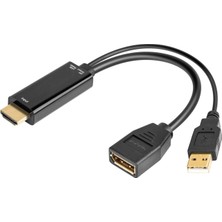 Blue Wings Hdmı'dan Displayport Dp Kablosu, HDMI Fiş 3840X2160 UHD 4K 60Hz Displayport Dp Soketi USB Soket Dönüştürücü 15 cm Dizüstü Bilgisayar Masaüstü Monitörler Için Kablo (15 Cm)