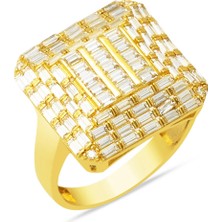 Bilezikci Parçalı Baget Taşlı 14 Ayar Altın Yüzük