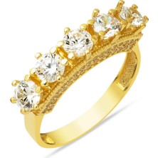 Bilezikci Sarı Altın 14 Ayar 5 Taş Yüzük