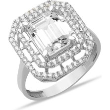 Bilezikci 14 Ayar Beyaz Altın Baget Yüzük