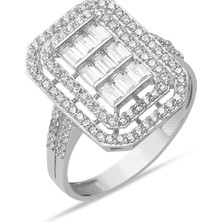 Bilezikci 14 Ayar Beyaz Altın Baget Yüzük