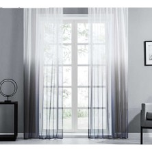 Farbateks Siyah Gri Antrasit Degrade Geçişli 2 Kat Pileli Tül Perde 300 x 260 cm Polyester
