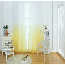 Farbateks Sarı Renk Geçişli Tül Degrade Geçişli Tül 2kat Pileli