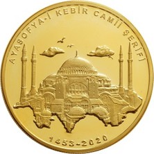 Urlanumis 2020 Yılı Ayasofya-I Kebir Camii Açılışı Darphane Hatıra Gümüş Üzeri Altın Kaplama Kadife Kutusunda