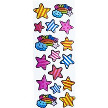 Limmy Sticker Kabartmalı Stiker Defter, Planlayıcı Etiket Renkli Yıldızlar (CB426) 16X7 cm