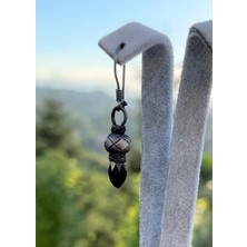 Kazzaze Siyah Zirkon Taşlı Oksitli Gümüş Kazaziye Otantik Tarzda Sallantılı Küpe
