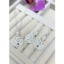 Kazzaze Gümüş Kazaziye Aşk Düğümü Kolye Küpe Set - SET010 Hediyelik Özel Koleksiyon