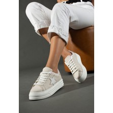 Friend & Trend Kadın Yıldız Detay Vizon Beyaz Günlük Sneaker Ayakkabı FT320
