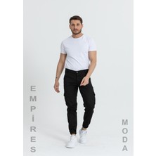 EMPİRES MODA SİYAH LASTİK PAÇA ERKEK KARGO PANTOLON....