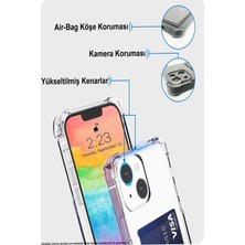 Case World Apple iPhone 8 Kapak Kamera Korumalı Kartlıklı Darbe Emici Özellikli Şeffaf Silikon Kılıf