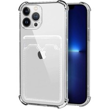 Case World Apple iPhone 13 Pro Max Kapak Kamera Korumalı Kartlıklı Darbe Emici Özellikli Şeffaf Silikon Kılıf