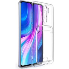 Case World Xiaomi Redmi Note 8 Pro Kapak Kamera Korumalı Kartlıklı Darbe Emici Özellikli Şeffaf Silikon Kılıf