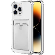 Case World Apple iPhone 14 Pro Kapak Kamera Korumalı Kartlıklı Darbe Emici Özellikli Şeffaf Silikon Kılıf