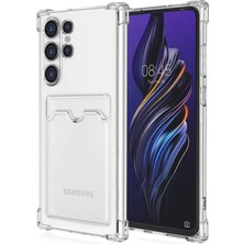 Case World Samsung Galaxy S23 Ultra Kapak Kamera Korumalı Kartlıklı Darbe Emici Özellikli Şeffaf Silikon Kılıf