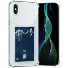 Caseart Apple iPhone Xs Max Kapak Kamera Korumalı Kartlıklı Darbe Emici Özellikli Şeffaf Silikon Kılıf