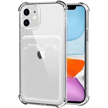 Kzy Apple iPhone 11 ile Uyumlu Kapak Kamera Korumalı Kartlıklı Darbe Emici Özellikli Şeffaf Silikon Kılıf