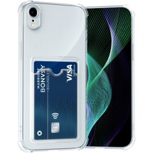 Kılıfmania Apple iPhone Xr ile Uyumlu Kapak Kamera Korumalı Kartlıklı Darbe Emici Özellikli Şeffaf Silikon Kılıf